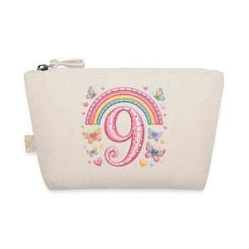 Rainbow Butterfly 9th Birthday Girl - Organic Pouch - nature - Front