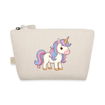 Pastellfarbenes Einhorn mit Regenbogenschopf - Bio-Täschchen - Natur - Vorne