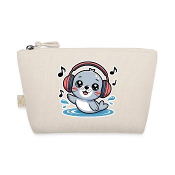 Cute seal with headphones and music notes - Organic Pouch - nature - Front