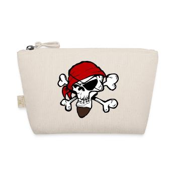 Pirate Skeleton Head with Red Bandana - Organic Pouch - nature - Front