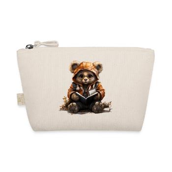 Book Reading Teddy Bear Autumn Outfit - Organic Pouch - nature - Front