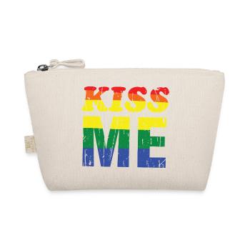 Kiss Me Regenbogen Retro-Schrift - Bio-Täschchen - Natur - Vorne