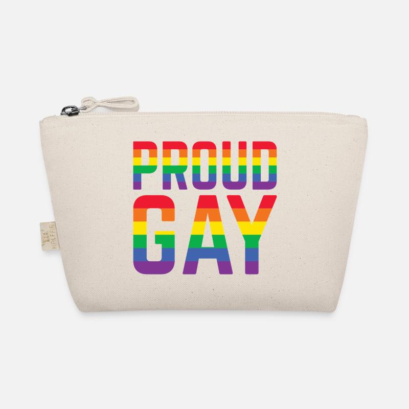 Proud Gay Regenbogen Schriftzug - Bio-Täschchen - Natur