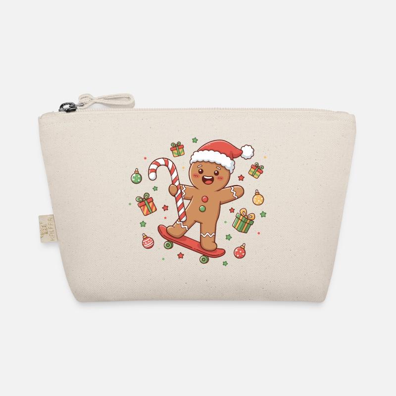 Weihnachten Skateboard Karikatur - Bio-Täschchen - Natur