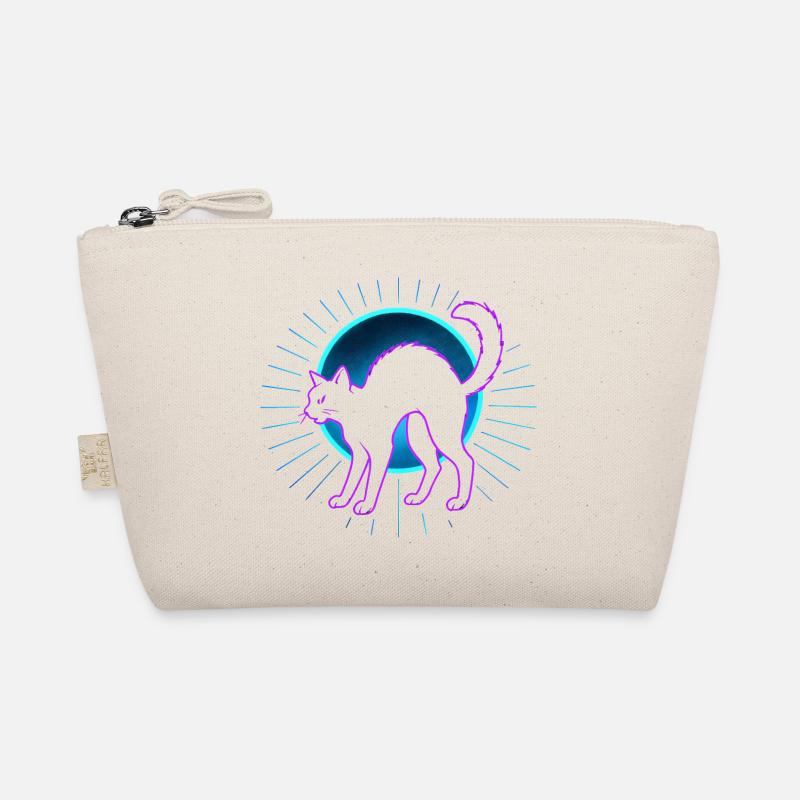 Neon Cat on Lunar Circle Organic Pouch