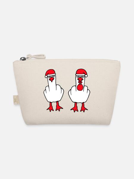 2 Seagulls Middle Finger Insult Christmas Team - Organic Pouch - nature - Front