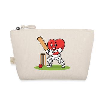 Mascotte de cœur de cricket avec batte et balle - Trousse biologique - nature - Devant