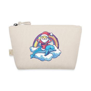 Dolphin Santa Claus Christmas - Organic Pouch - nature - Front
