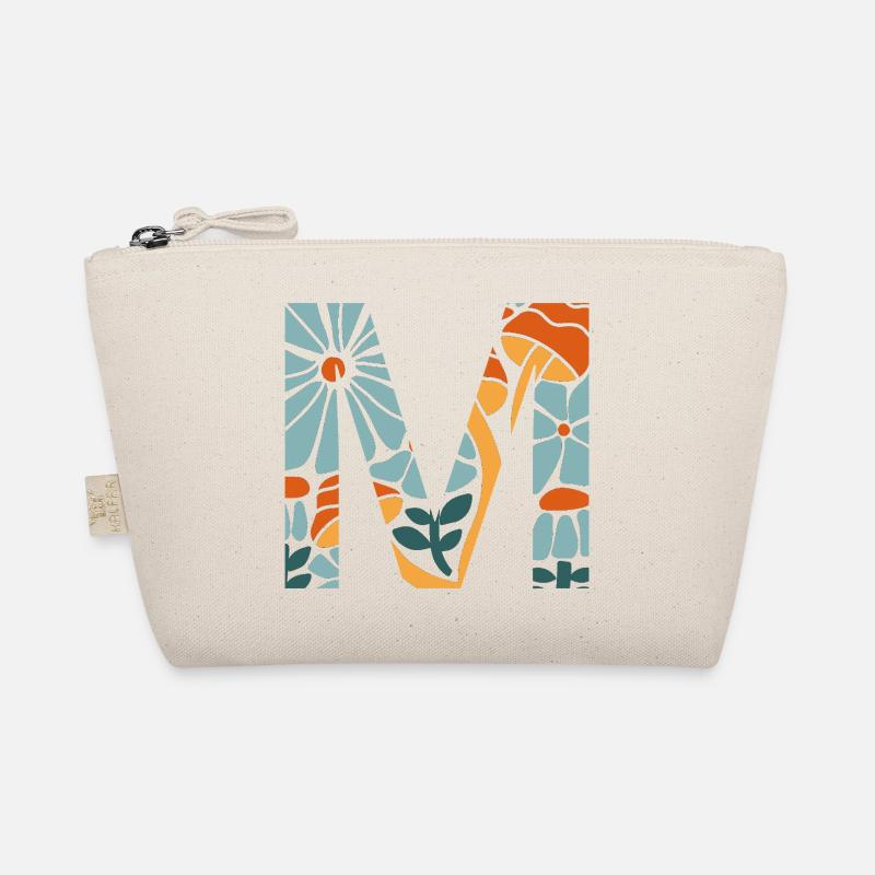 Buchstabe m Blumen groovy Geschenkidee Bio-Täschchen