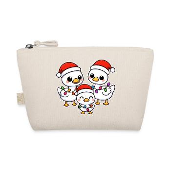 Santa Duck Trio mit Weihnachtsbeleuchtung - Bio-Täschchen - Natur - Vorne