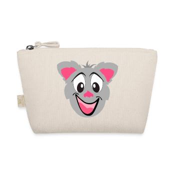Gray Kawaii Cat Cartoon Face - Organic Pouch - nature - Front