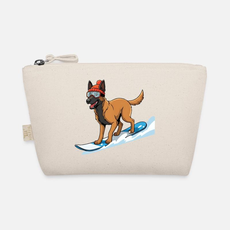 Snowboard Hund mit Muetze und Skibrille Bio-Täschchen