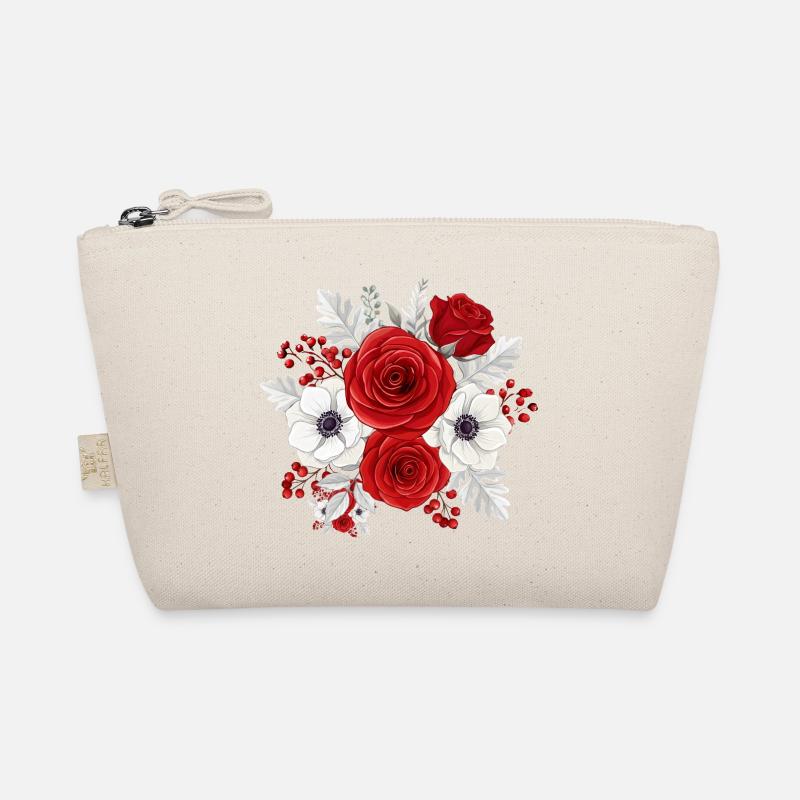 Red and White Floral Bouquet Organic Pouch
