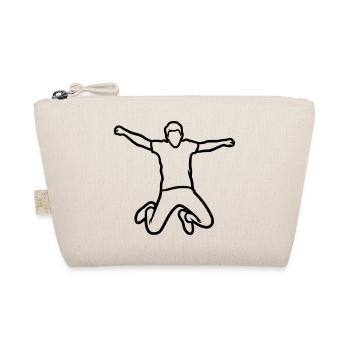 Jumping Person – Minimalist Drawing - Organic Pouch - nature - Front