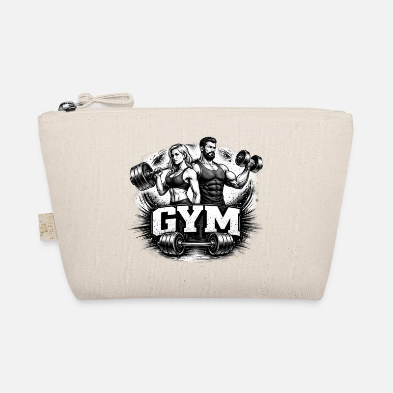 Gym Workout Motif Drawing Organic Pouch