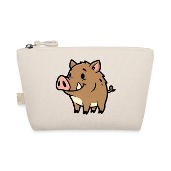 Sweet Wild Boar Comic Lucky Charm - Organic Pouch - nature - Front