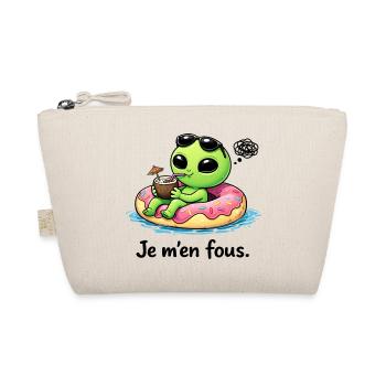 I Don't Care – Relaxed Alien and Quirky Humor - Organic Pouch - nature - Front