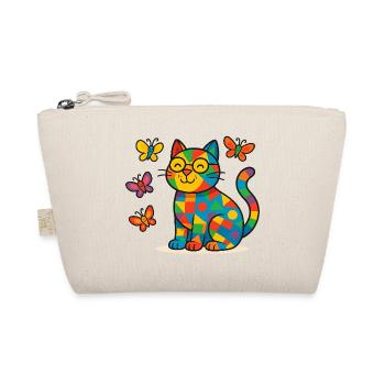 Chat patchwork aux papillons colorés - Trousse biologique - nature - Devant