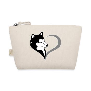 Heart Husky Silhouette - Organic Pouch - nature - Front