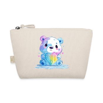 Un joli ours polaire avec un cœur arc-en-ciel - Trousse biologique - nature - Devant