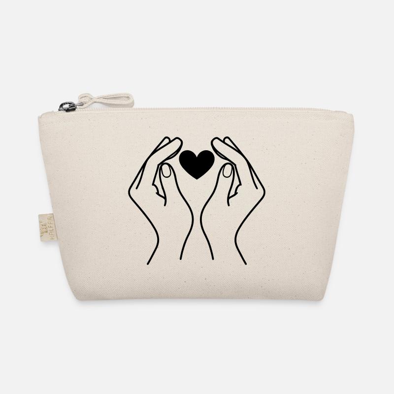 Hands Holding Heart Minimal Line Art Design Bio-Täschchen
