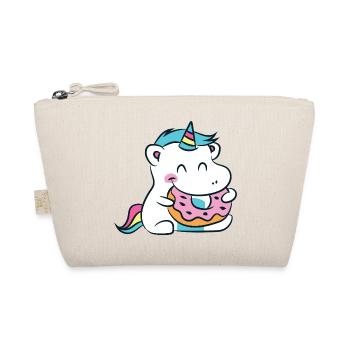 Kawaii Unicorn Hippo with Donut - Organic Pouch - nature - Front