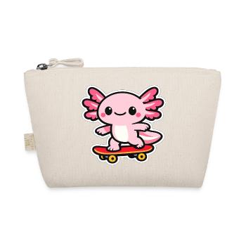 Cuddly skateboard dragon axolotl - Organic Pouch - nature - Front