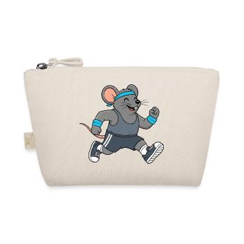 Cute Mouse Rat Jogging Running Marathon Cartoon - Organic Pouch - nature - Front