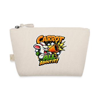Carrot Megaphone Bunny – Comic Style - Organic Pouch - nature - Front