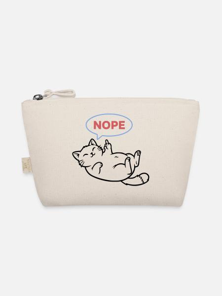 Lachende Katze Nope Mittelfinger - Bio-Täschchen - Natur - Vorne