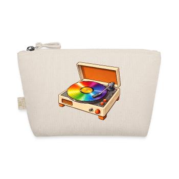 Retro Plattenspieler mit Regenbogen Schallplatte - Bio-Täschchen - Natur - Vorne