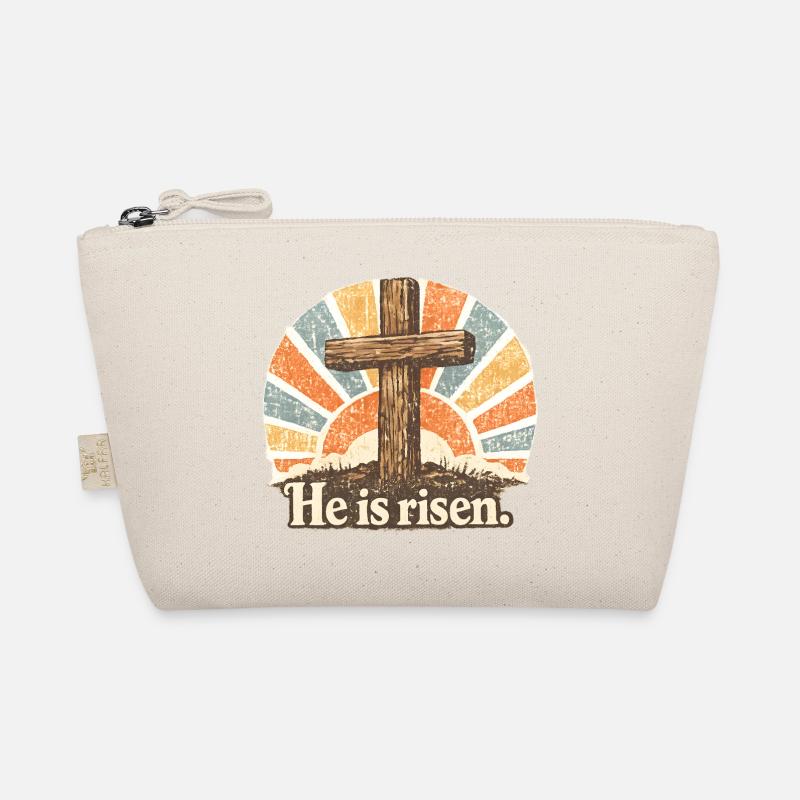 Kruzifix He is Risen Vintage Bio-Täschchen
