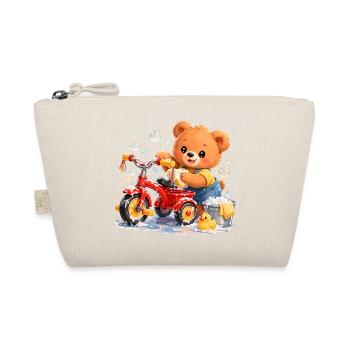 Kids Shirt Bear Cleaning Tricycle Spring Cleaning - Organic Pouch - nature - Front
