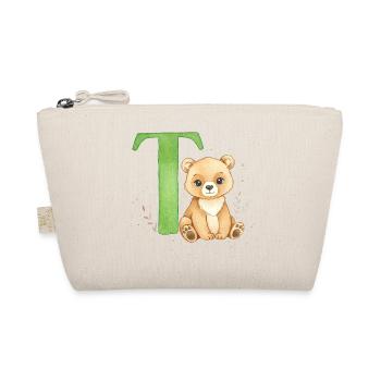 Ours en peluche avec la lettre verte T - Trousse biologique - nature - Devant