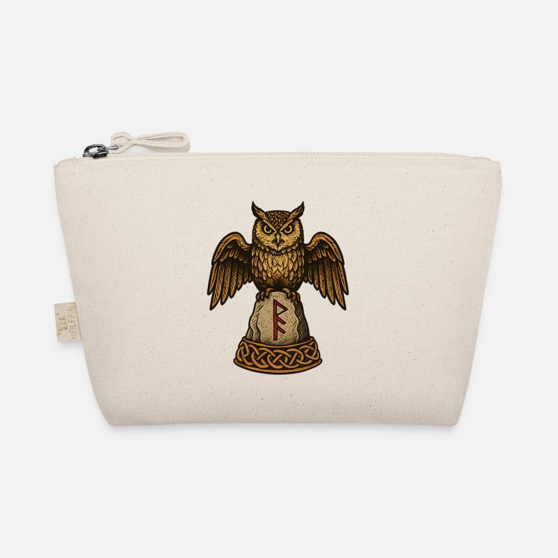 Eule auf Runenstein mit Knotwerk Bio-Täschchen