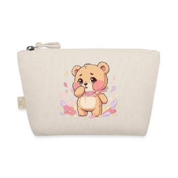 Delicate bear with flower wreath - Organic Pouch - nature - Front