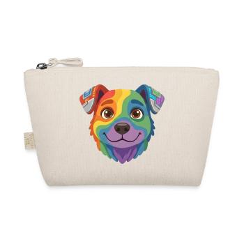 Cute Rainbow Cyber Dog Cartoon Face - Organic Pouch - nature - Front
