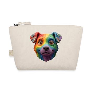 Niedliches 3D-Lehm-Regenbogen-Cyborg-Hundegesicht - Bio-Täschchen - Natur - Vorne