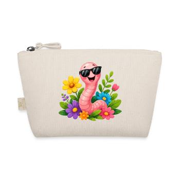 Cheerful worm with sunglasses in flower garden - Organic Pouch - nature - Front
