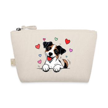 Jack Russell Terrier Pfoten Herz farbig - Bio-Täschchen - Natur - Vorne