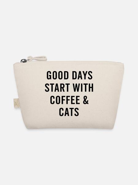 Good Days Start With Coffee And Cats - Bio-Täschchen - Natur