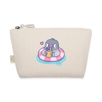 Cute Pigeon Sipping Tropical Drink in Pool Float - Organic Pouch - nature - Front