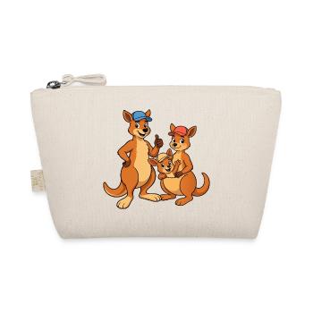 Trio de la Famille Kangourou à la Casquette - Trousse biologique - nature - Devant