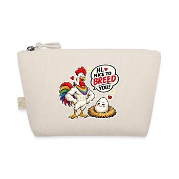 Hi, nice to breed you! LGBTQ+ design, rooster with egg - Organic Pouch - nature - Front