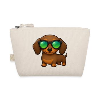 Dachshund Dog with Sunglasses Summer Cartoon - Organic Pouch - nature - Front