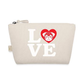 Mops mit Herz Love Shirt - Bio-Täschchen - Natur - Vorne