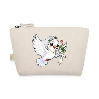 Hochzeitstaube Kawaii Style – Liebe & Hochzeit - Bio-Täschchen - Natur - Vorne