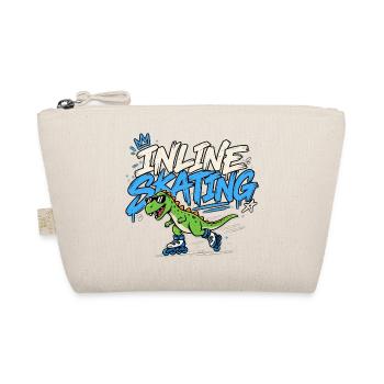 Inline Skating Dino auf Inlinern - Bio-Täschchen - Natur - Vorne
