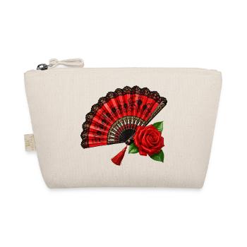 Spanischer Fächer mit Rose - Bio-Täschchen - Natur - Vorne