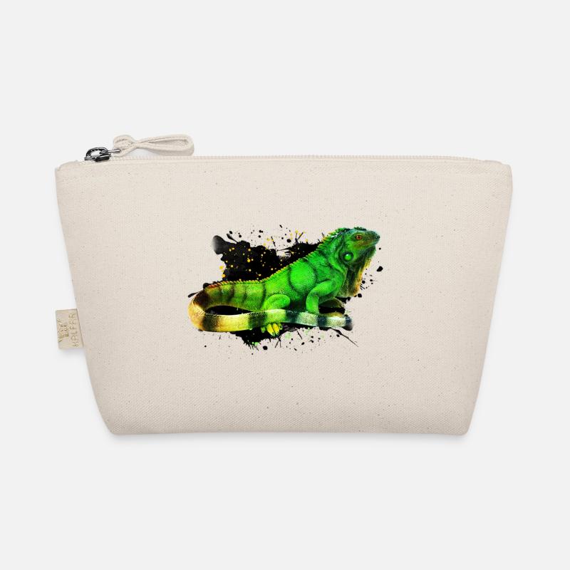 Retro Iguana Paint Splash Reptile Keeper Lizard Organic Pouch